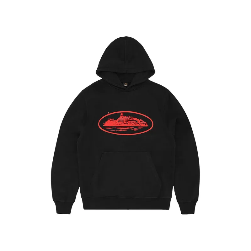 Corteiz Alcatraz V2 Hoodie Black/Red - L