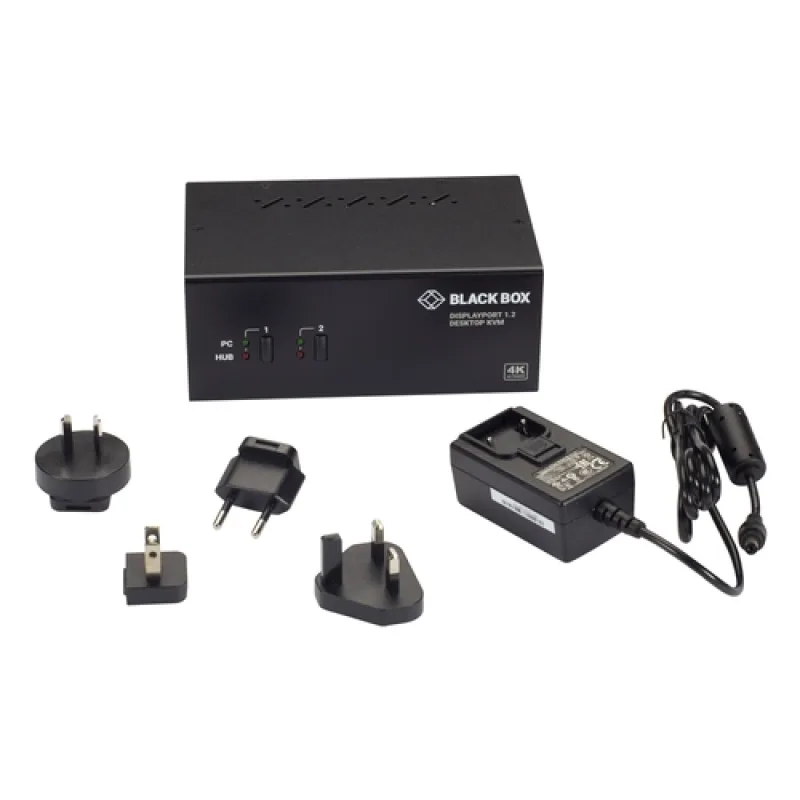 ADDER BlackBox KVM Switch - Dual-Monitor,DisplayPort 1.2,4K/60Hz KV6222DP