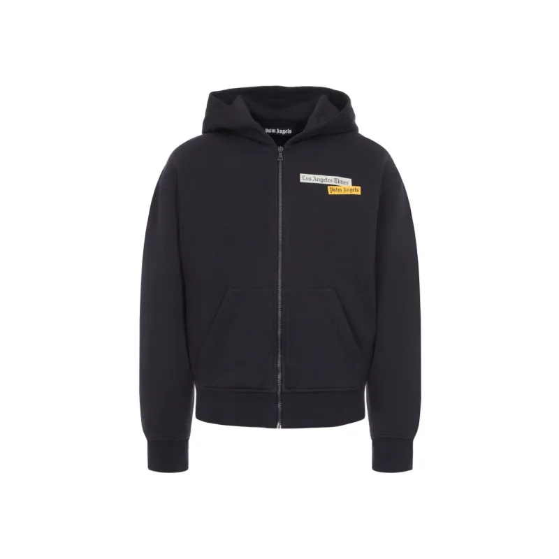 Palm Angels PaxLaTimes News Zip Up Hoodie Black - XL