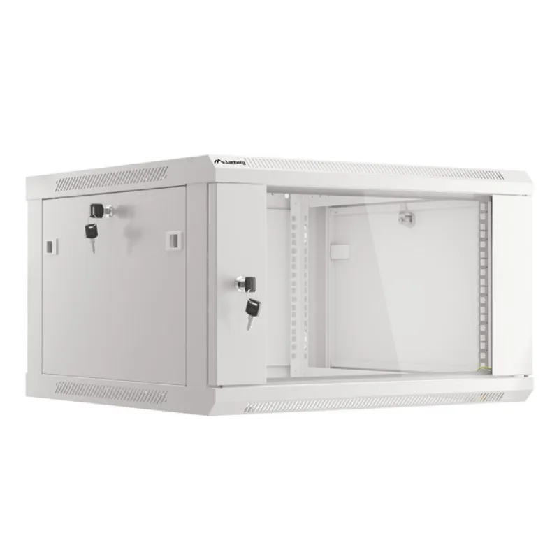 LANBERG 19" RACKOVÁ SKŘÍŇ PRO MONTÁŽ NA STĚNU 6U/600X600 (FLAT PACK) S PROSKLENÝMI DVEŘMI ŠEDÁ V2 WF01-6606-10S