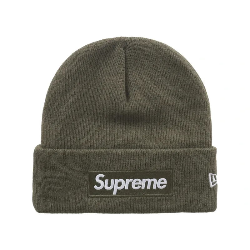 New Era Supreme Box Logo Beanie (FW25) Hat Green Olive - OS