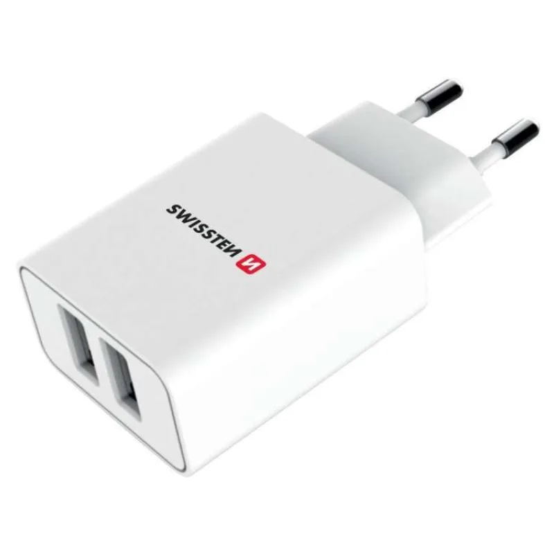 Swissten Síťový Adaptér Smart Ic 2X Usb 2,1A Power + Datový Kabel Usb / Lightning 1,2 M Bílý (22057000)