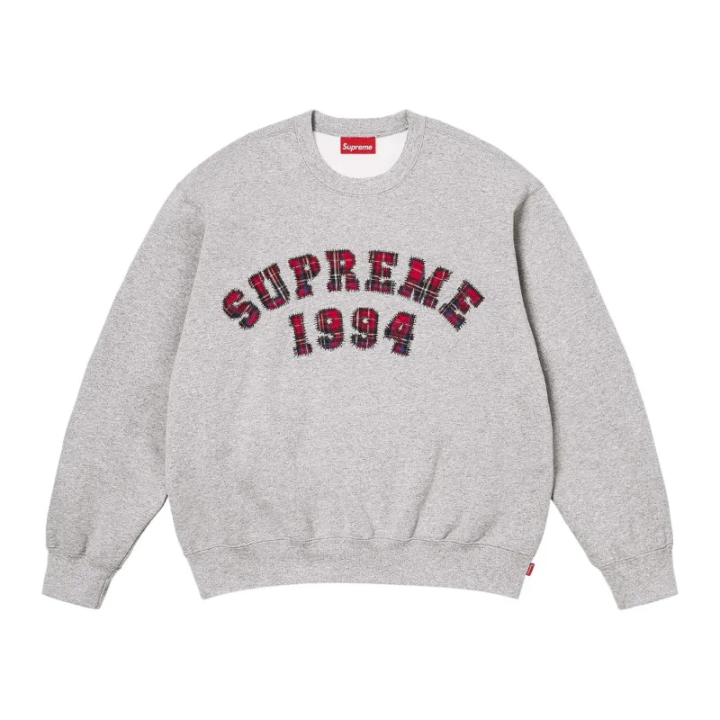 Supreme Plaid Arc Crewneck Heather Grey - M
