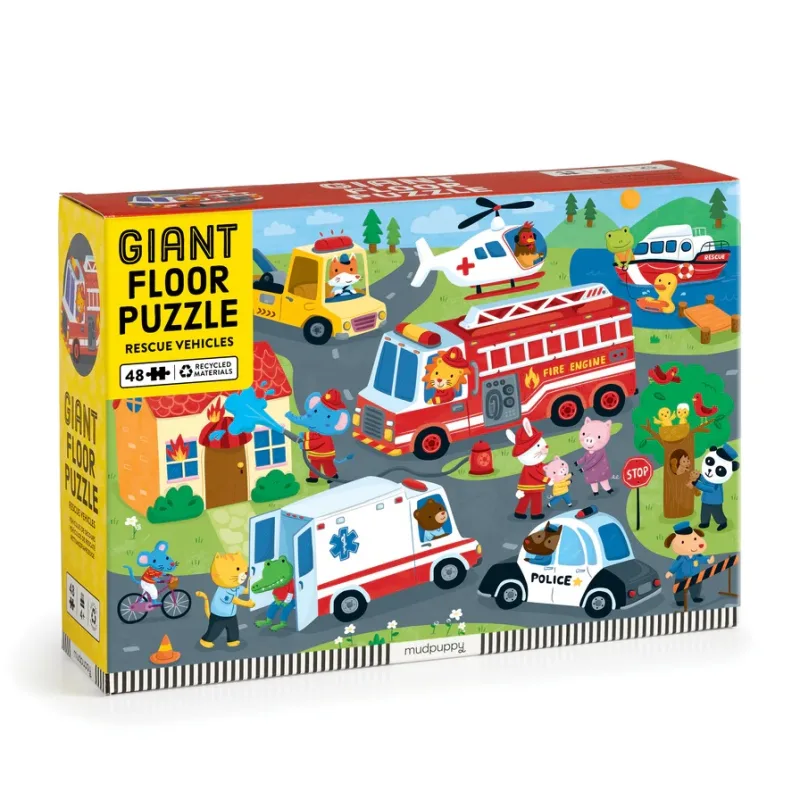 Mudpuppy Mudpuppy Veľké podlahové puzzle Záchranné vozidlá 48 dielikov