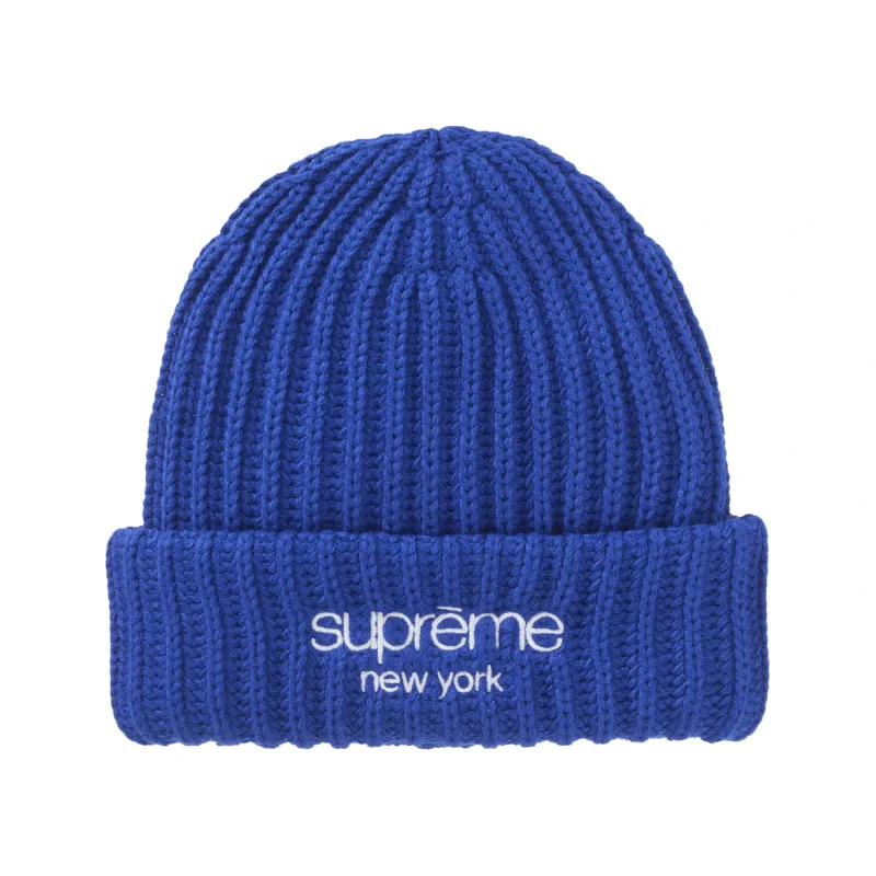Supreme Chunky Rib Classic Logo Beanie Royal Blue - OS