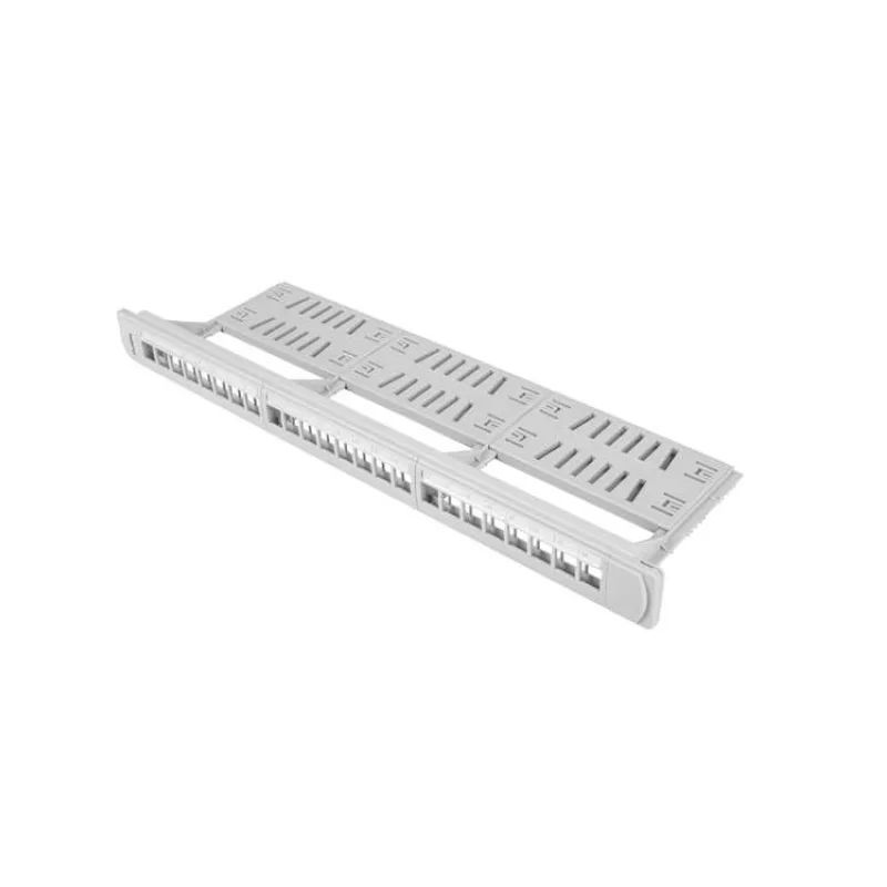24PORTOVÝ PATCH PANEL 1U S ORGANIZÉROM PRO KEYSTONE MODULY ŠEDÝ LANBERG (PPKS-1124-S)