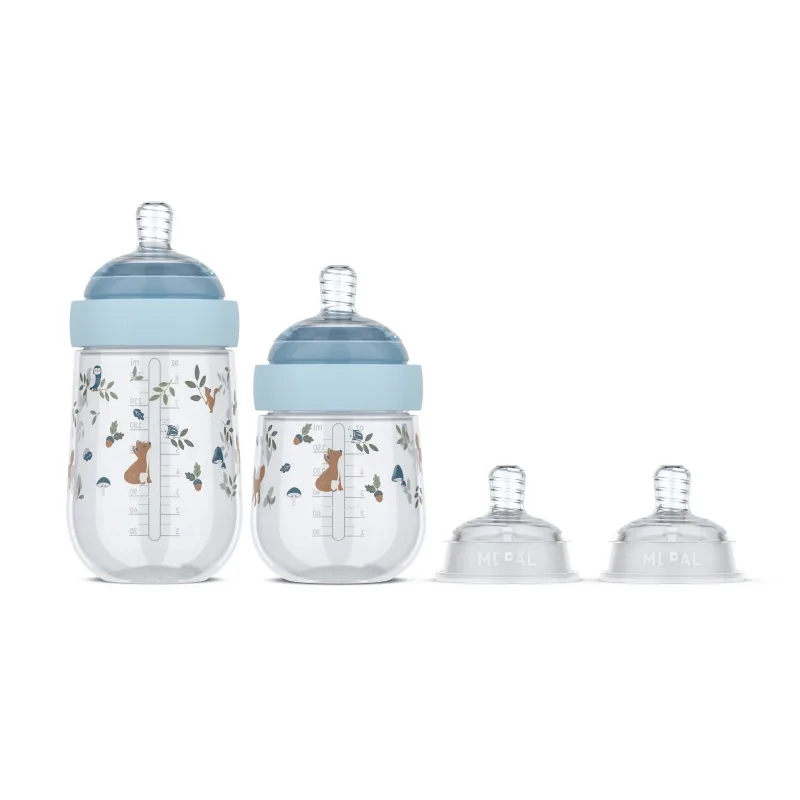 Little Dutch Dojčenské fľaše 165 ml + 240 ml + 2 cumlíky Forest Friends