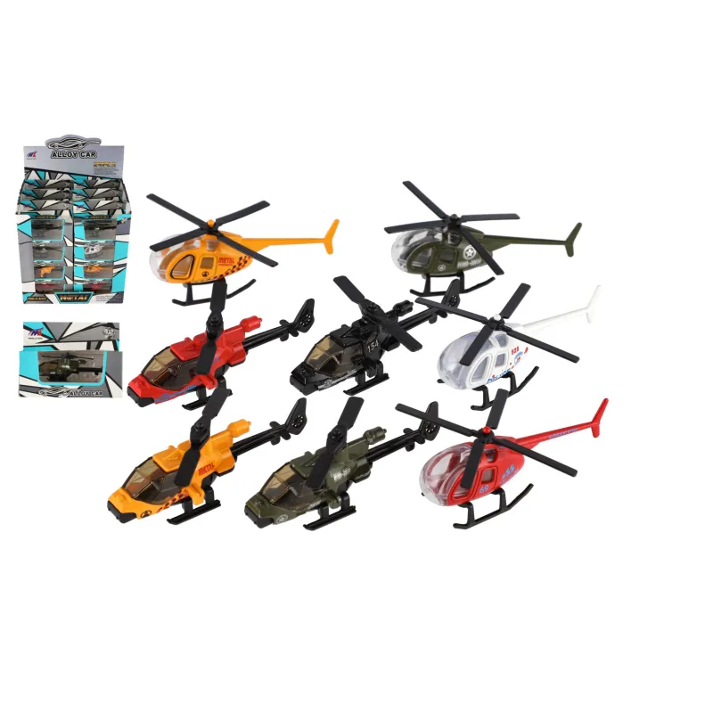 Teddies Vrtuľník/Helikoptéra kov/plast 10cm mix farieb 12x9x5cm v krabičke