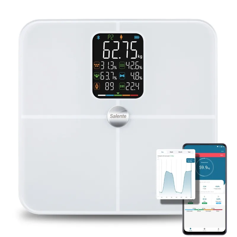 Salente BodyFit, chytrá osobní diagnostická fitness váha, Bluetooth, bílá BODYFIT-WH