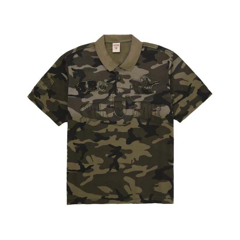 Supreme True Religion Applique Polo Woodland Camo Green - L