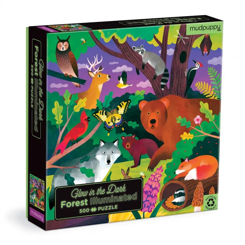 Mudpuppy Mudpuppy Puzzle Lesné zvieratká - svieti v tme 500 dielikov