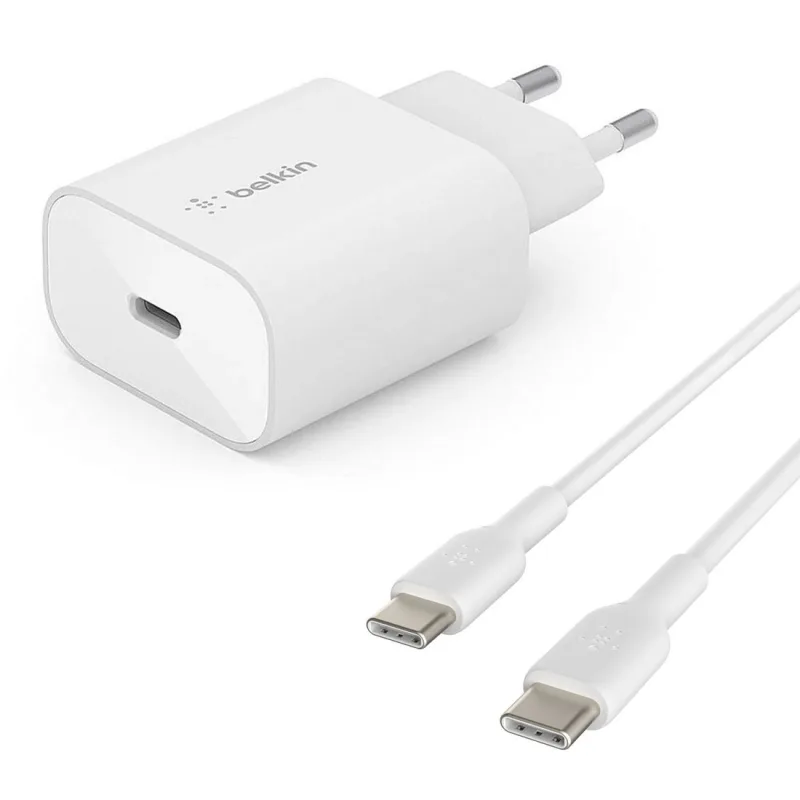 Belkin 25W PD 3.0 PPS USB-C Wall Charger + USB-C/USB-C kábel 1m - White…