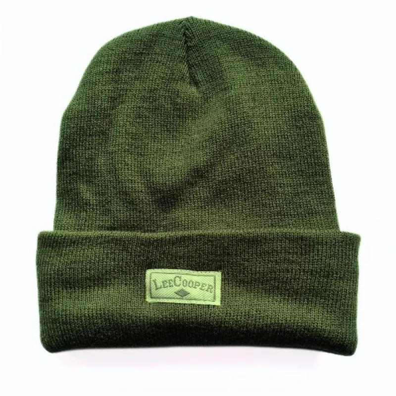 Lee Cooper Zimná Úpletová Čiapka s vnútorným Fleecom Unisex army Farba: Zelená