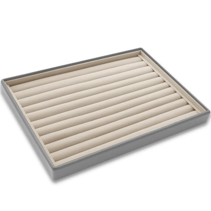 Šedobéžový prezentačný podnos na šperky - prstene - 31,5 x 22,5 cm MINET XTJSB08