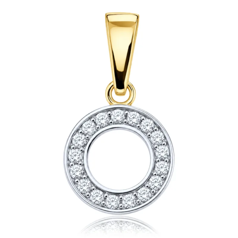 Elegantný prívesok v tvare zlatého kruhu s bielym zirkónom, Au 585/1000, 0,85 g MINET JMG0401WGP00