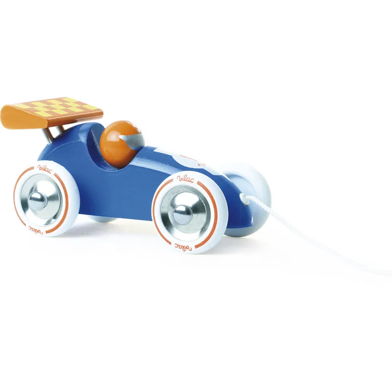 Vilac Vilac Ťahacie pretekárske auto modré s oranžovým krídlom