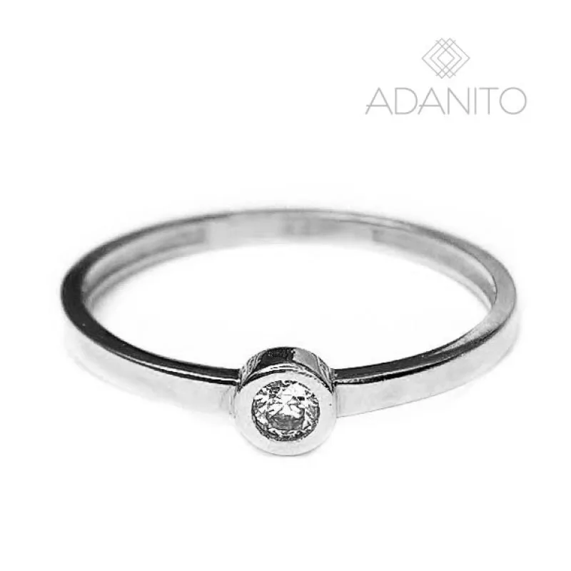 Zlatý prsteň so zirkónom z bieleho zlata ADANITO BRR0445S, 50, 0.83 g