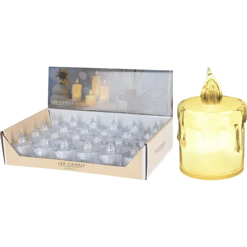 Sviečka, vianočná, LED, teplá biela, 5 cm, sellbox 24 ks