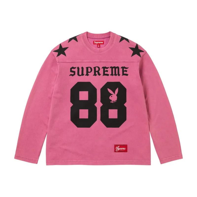 Supreme Playboy L/S Long Sleeve Football Top Tee Pink - L