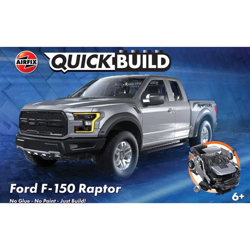 Airfix Quick Build auto J6053 - Ford F-150 Raptor - Sivá