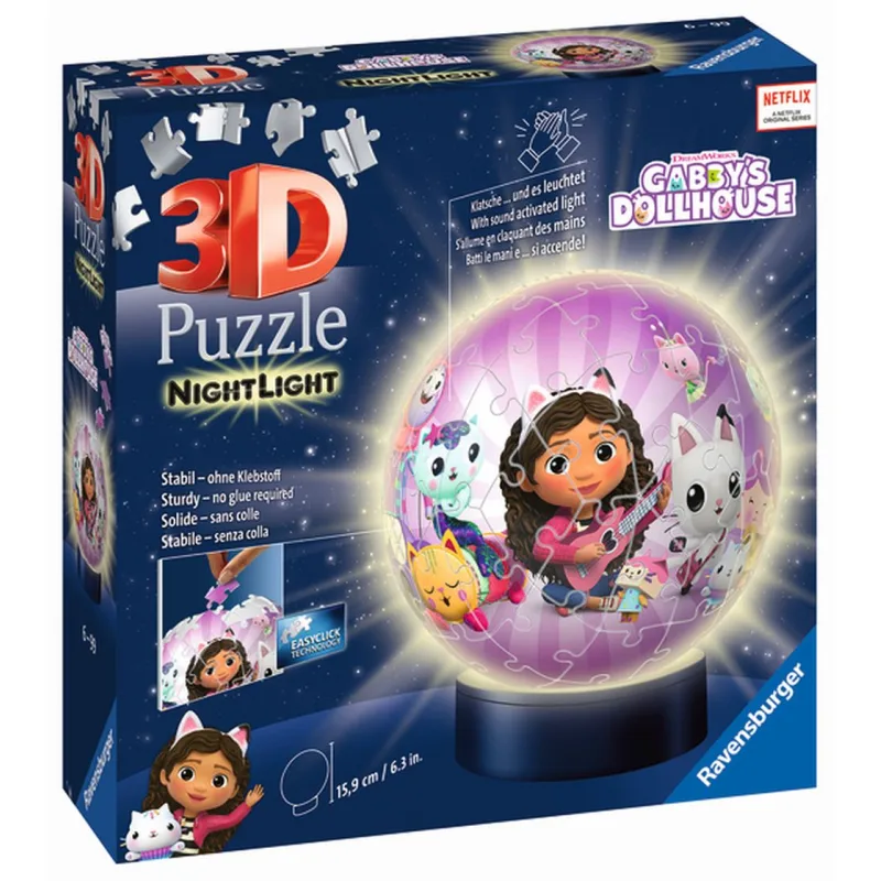 Ravensburger Puzzle-Ball Gabby's Dollhouse 72 dielikov (nočné vydanie)
