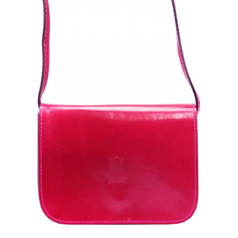 Vera Pelle Kožená malá dámska crossbody kabelka fuchsiová růžová