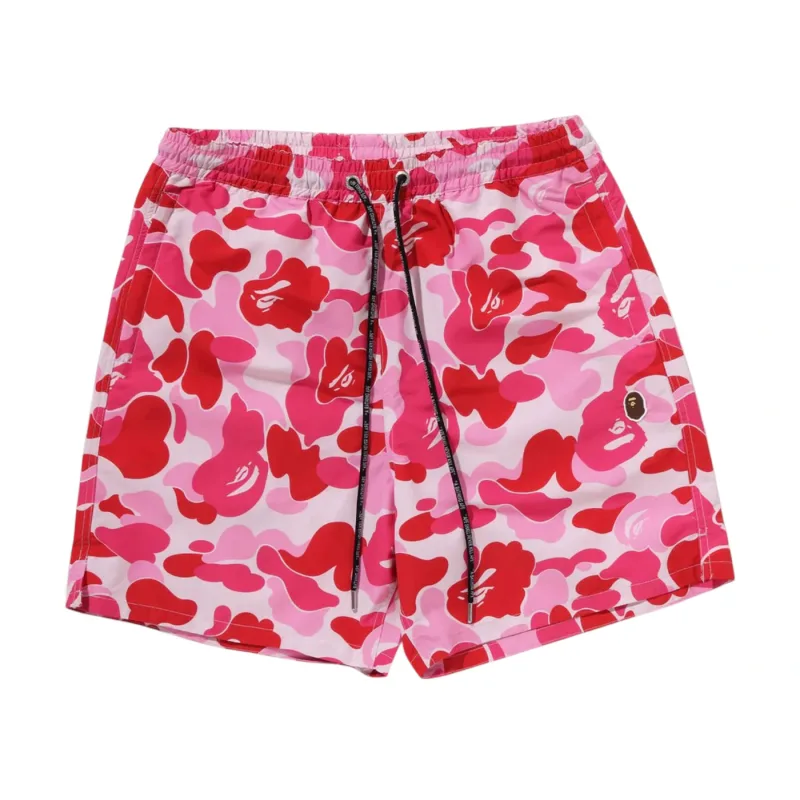 BAPE ABC Camo One Point Relaxed Fit Swim Shorts Pink - L
