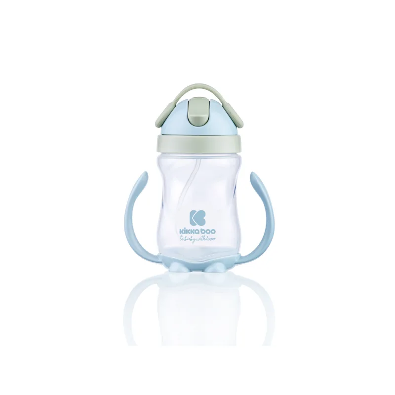 KikkaBoo Hrnček so silikónovou slamkou 300ml 12m+ Blue