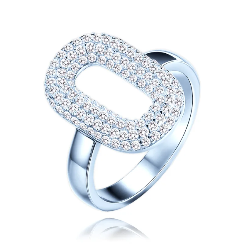 Luxusný strieborný prsteň s bielymi zirkónmi MINET JMAS0290SR, 53, 4.30 g