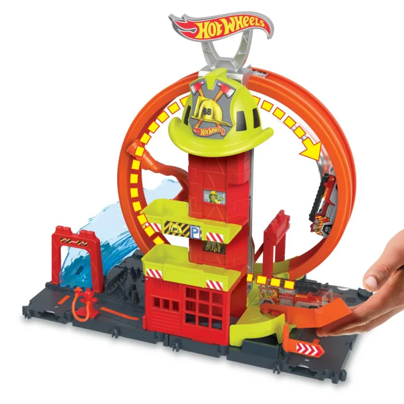 Mattel Hot Wheels CITY SUPER HASIČSKÁ STANICA SO SMYČKOU