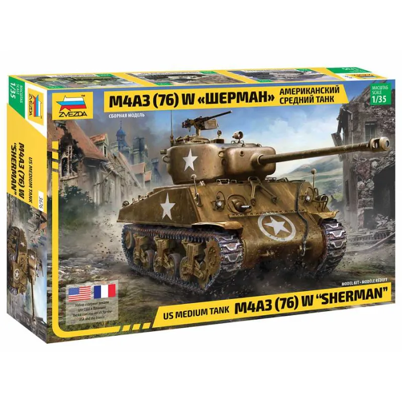 Zvezda Model Kit tank 3676 - M4 A3 (76mm) Sherman Tank (1:35)