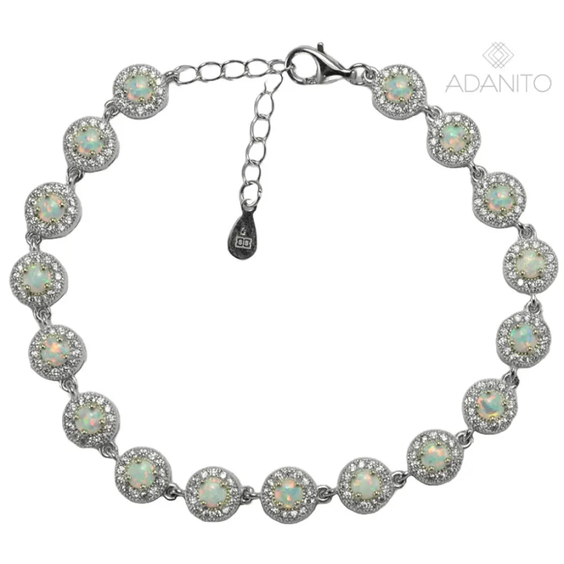 Strieborný opálový náramok so zirkónmi ADANITO SSNK026209WH