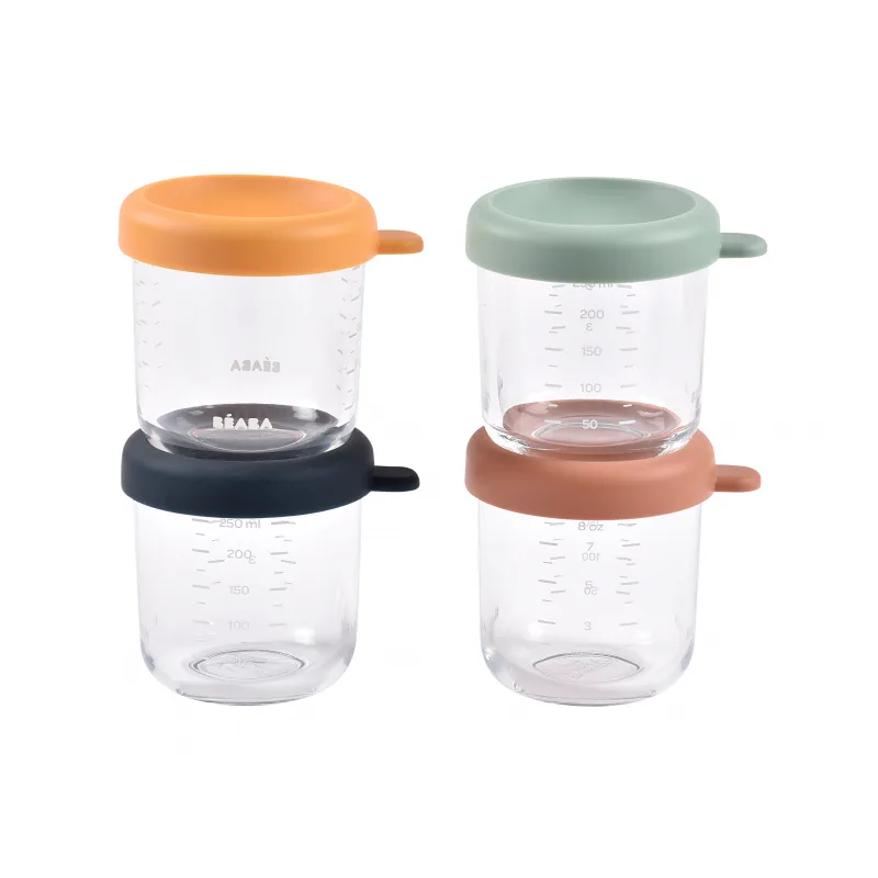 Beaba Tégliky na jedlo sklenené 4x 250 ml Sunrise