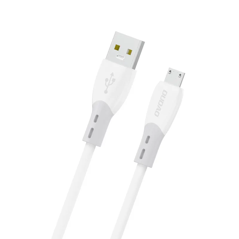 Dudao L25SM 3 A USB-A - micro USB kábel s mäkkým silikónovým opletením 1 m - biely