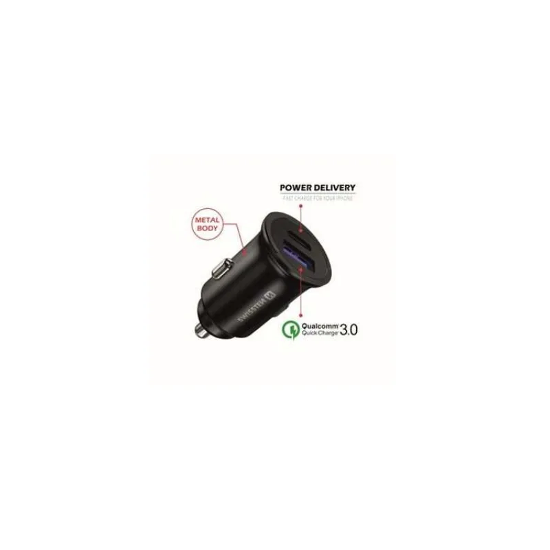 Swissten cl adaptér power delivery usb-c + quick charge 3.0 36w metal černý (20111760)