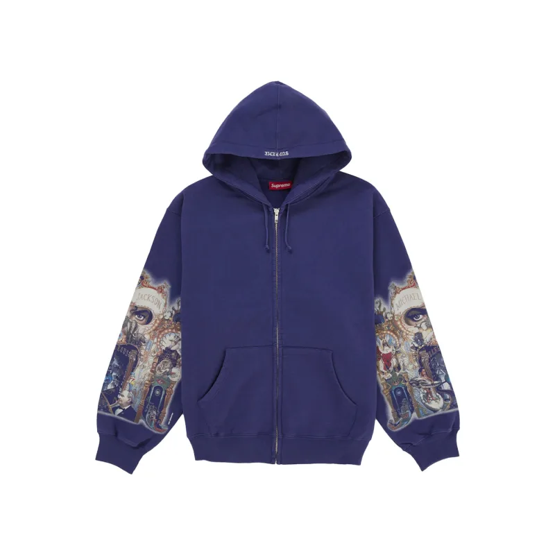 Supreme Michael Jackson Dangerous Zip Up Hooded Sweatshirt Washed Navy - M