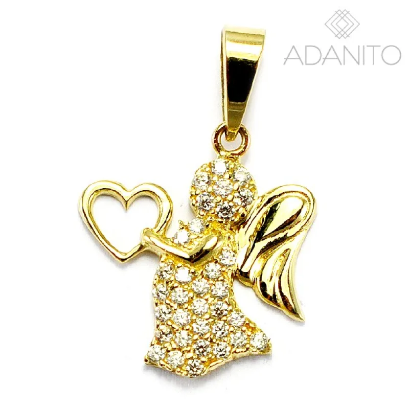 Zlatý prívesok anjel so zirkónmi ADANITO BRP0207G, 1.30 g