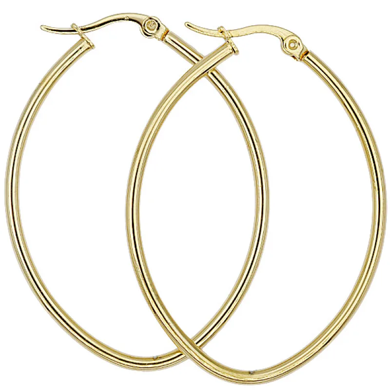 Pozlátené náušnice ovály z chirurgickej ocele ADANITO BK33425B, 40x52 mm