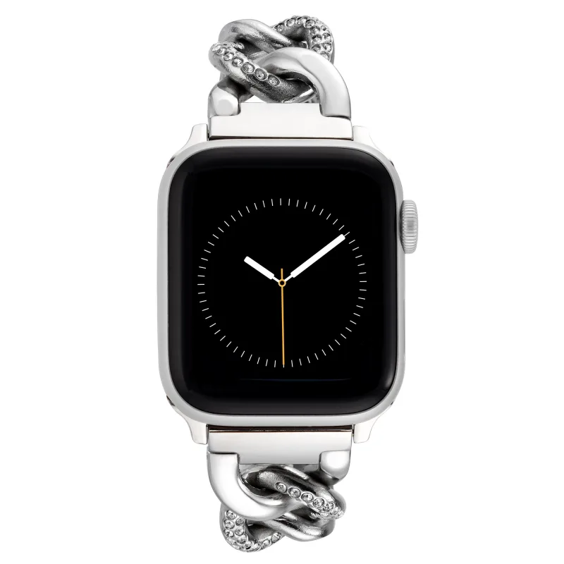 Remienok Anne Klein pre Apple Watch 42mm/44mm/45mm/ultra 49mm strieborný s kryštálmi