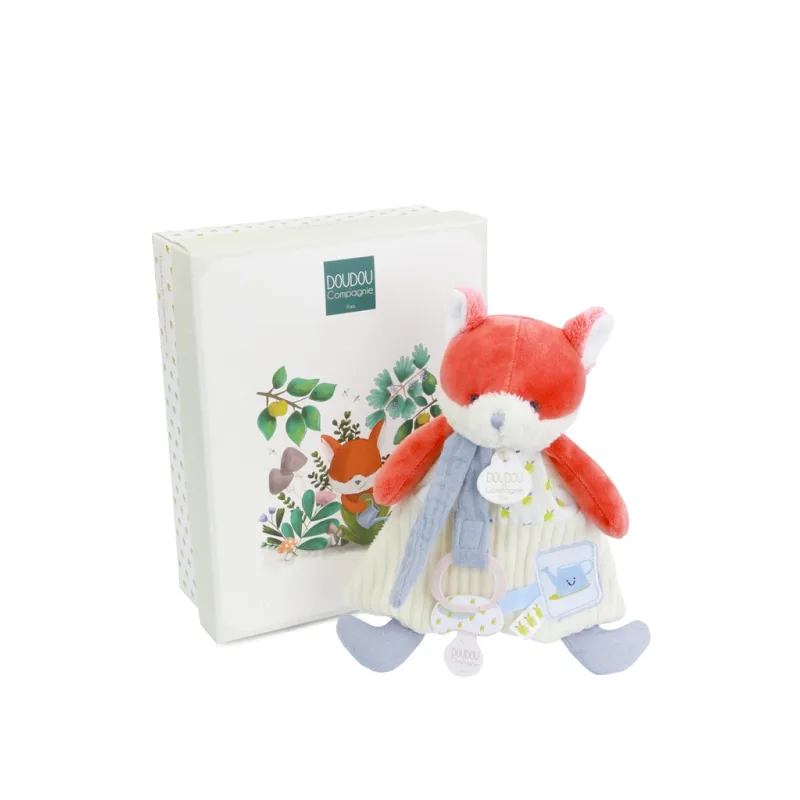 Doudou et Compagnie Paris Doudou Darčeková sada Plyšová líška Romarin s úchytom na cumlík 19 cm