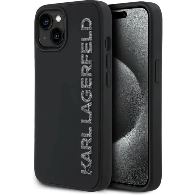 Karl Lagerfeld 3D Rubber Glitter Logo kryt iPhone 14 čierny 57983123902