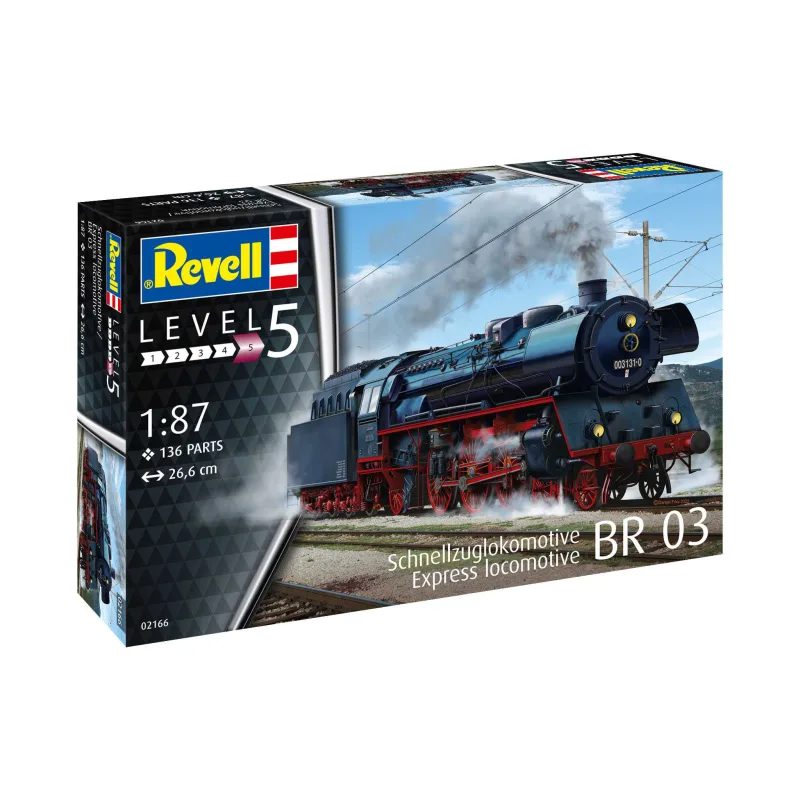 Revell Plastic ModelKit lokomotíva 02166 - Štandardná expresná lokomotíva triedy 03 s tendrom (1:87)