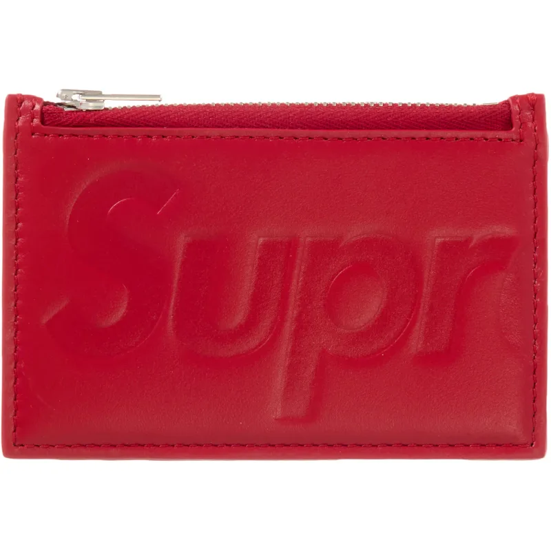 Supreme Leather Zip Card Holder Red - OS