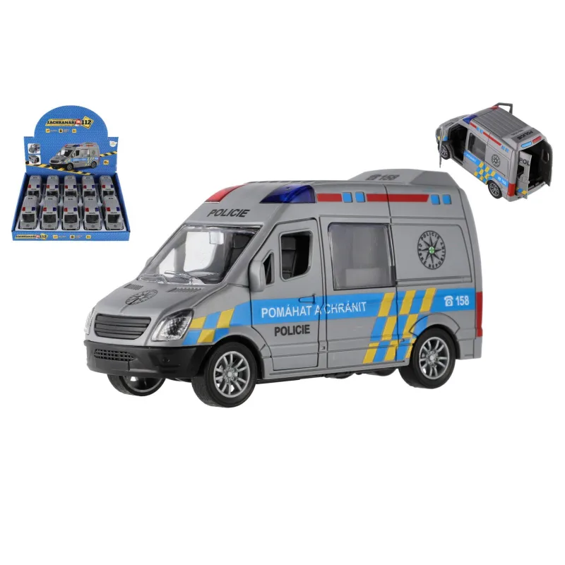 Teddies Auto polícia plast 12cm na zotrvačník