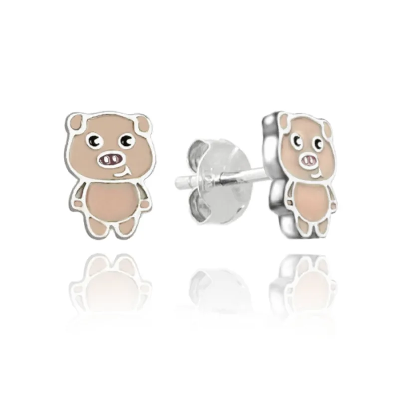 Farebné strieborné náušnice PIGGIES MINET JMAD0041PE00