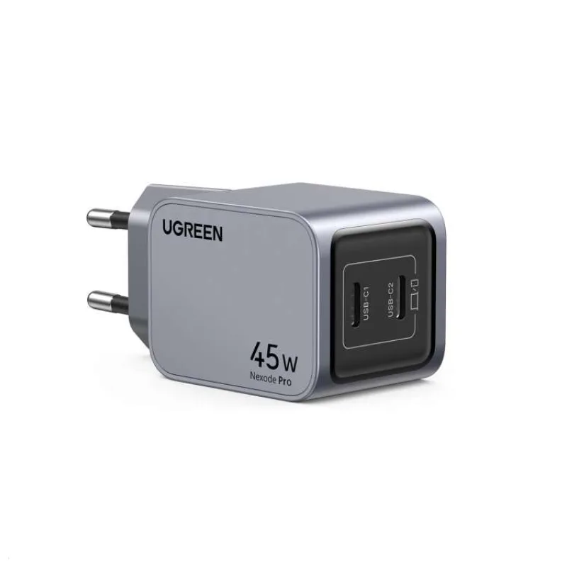 UGREEN síťová rychlonabíječka Nexode Pro 45W 2-Port USB-C, GaN, stříbrná (35008)