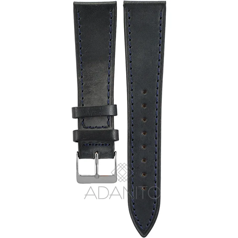 Kožený remienok na hodinky 22 mm modrý ADANITO TK003R05S05-22