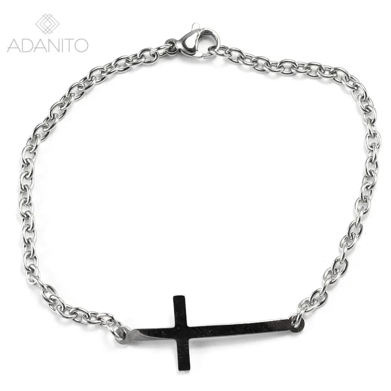 Náramok z chirurgickej ocele ležatý krížik MEUCCI DS440B