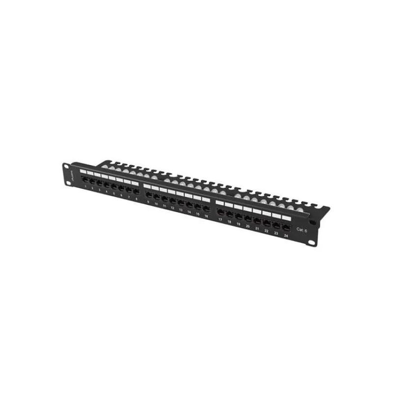 LANBERG PATCH PANEL 24 PORTŮ 1U 19" CAT.6 UTP S POLICÍ ČERNÝ (PPU6-1124-B)