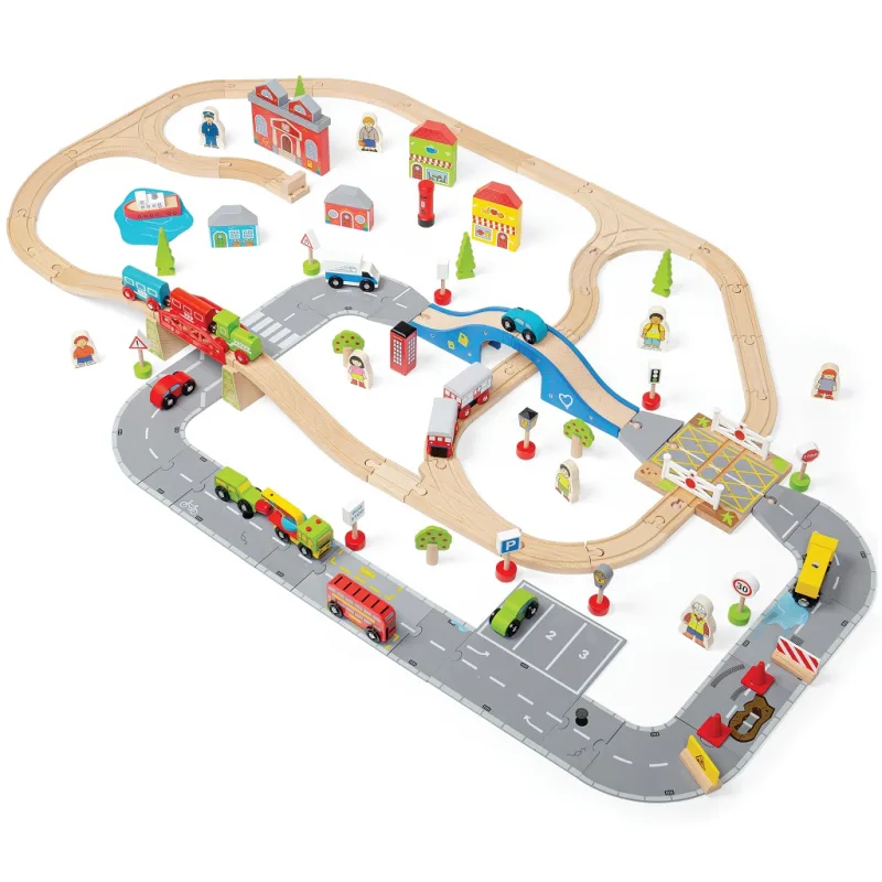 Bigjigs Rail Bigjigs Rail Sada ciest a koľají s príslušenstvom 105 ks